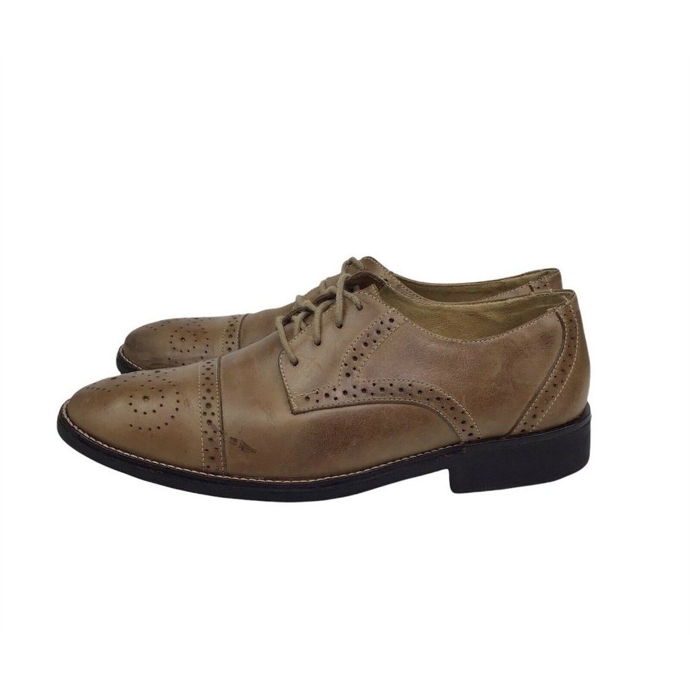 Sandro Cap Toe Derby Oxfords Shoes Tan Brown Leather Men’s Size 10 D Brazil Made - Picture 4 of 8